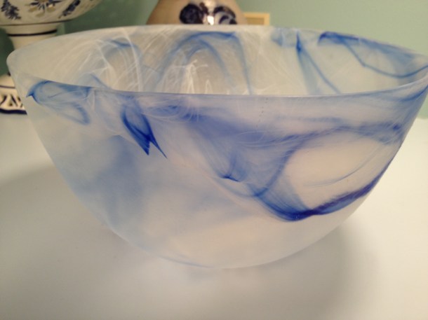Treasures on Townsend has a basement filled with 50% off items! This swirly blue glass bowl is just my style and will be perfect for cold salads!