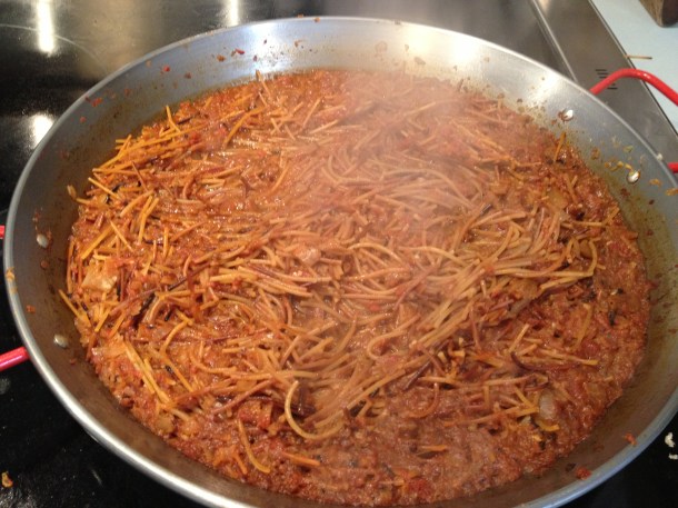 Pasta is ready to add the shrimp