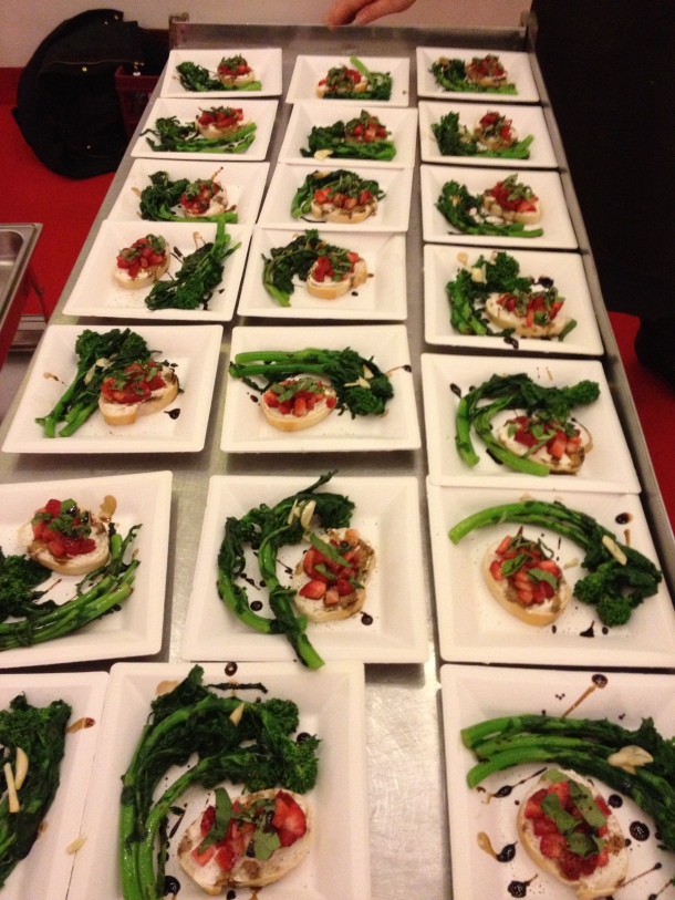 Rapini served with Strawberry Goat Cheese Crostini