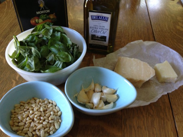 All the ingredients you need to make pesto!