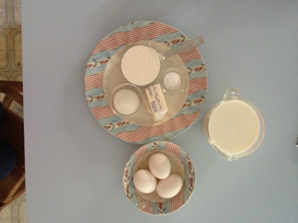 3 Eggs, 2 Cups Milk, 1 Cup Flour plus.....