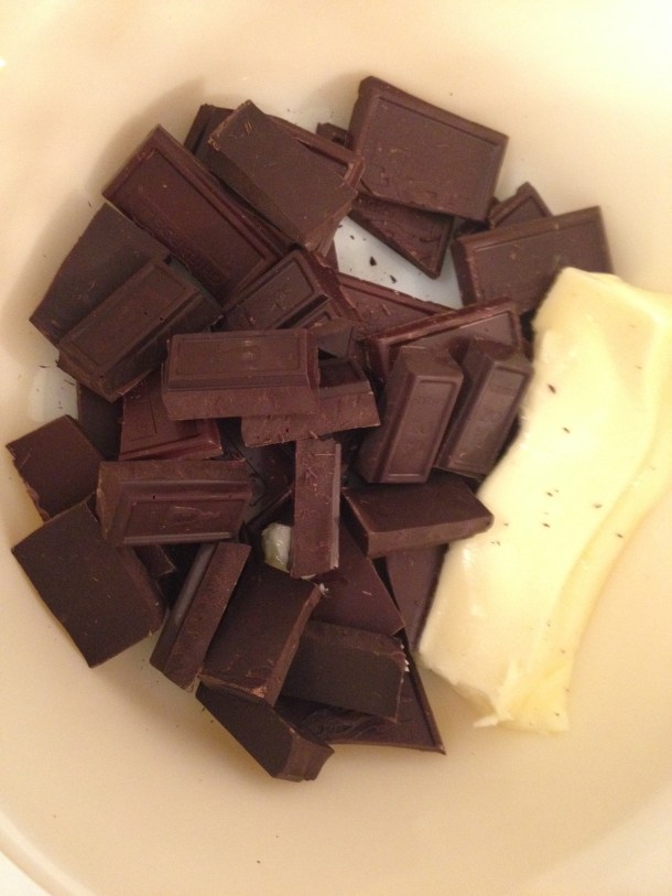 Half the Bittersweet and All the Unsweetened Chocolate and Butter, Beginning to Melt