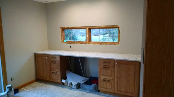 Counter Height Quartz Makes a Desk/Buffet