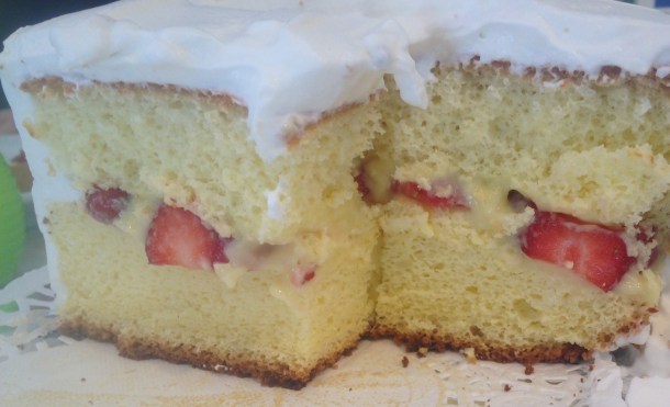 French Pastry Cake with Soft French Custard and Fresh Strawberry Filling